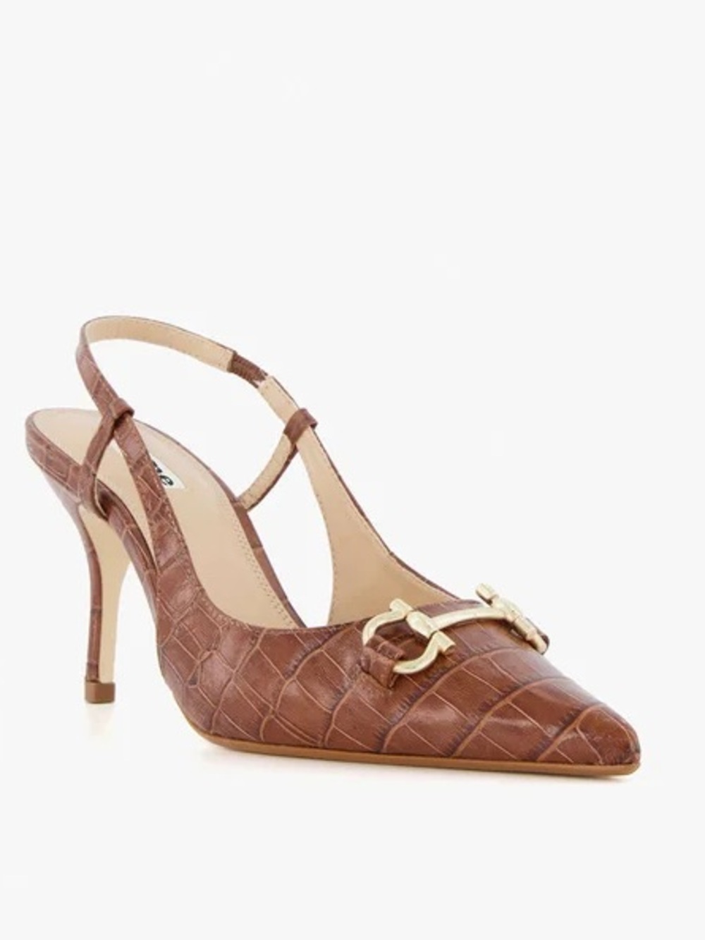 New! Dune London Click Croc Embossed Pointed Toe Pump Sz 37